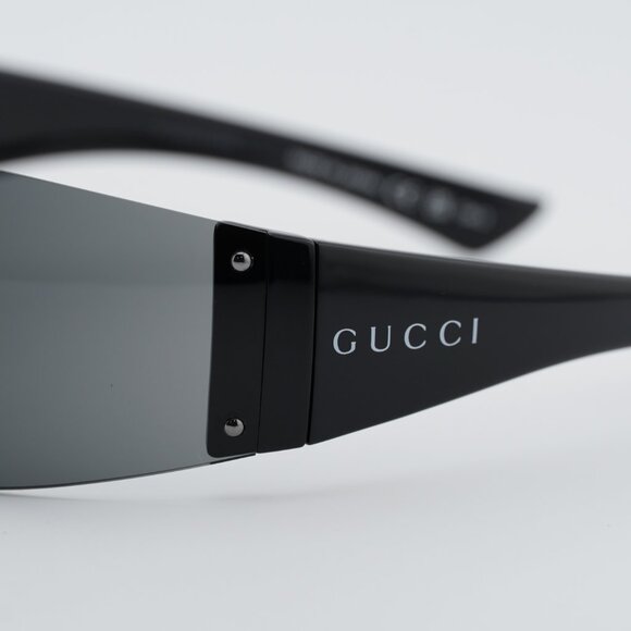 Gucci GG1958S 002 Sunglasses Shiny Dark Ruthenium Shield Frame, Grey Lenses main image 8